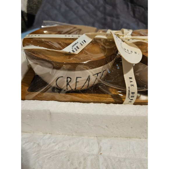 Rae Dunn Kitchen Pinch Bowls Set White Brown Tray NEW - Picture 6 of 12